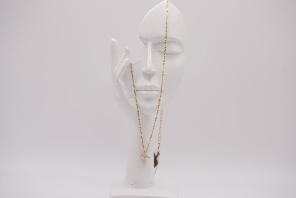 14k Necklace - Shiny Cross