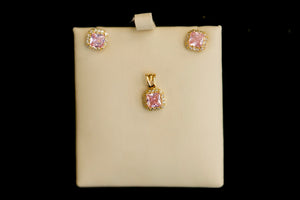 14k Set or Single Square Light Pink Earring, Chain and Pendant