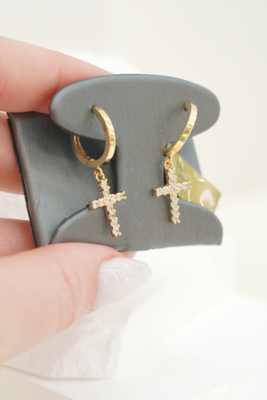 14k Hoops - Crystal Cross