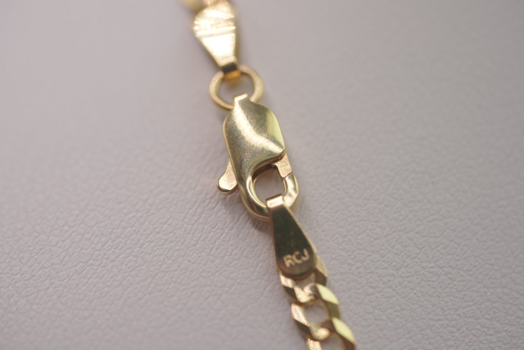 14k D Cut Chain with Pendant - Padre Nuestro