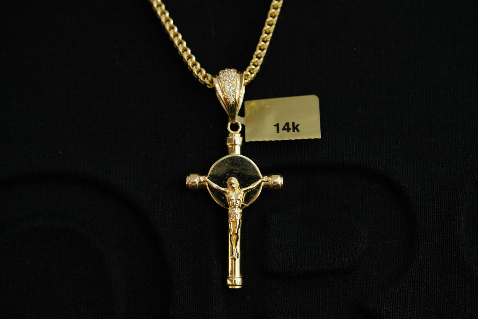 14k Cross Pendant with Franco Chain