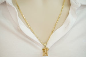 10k Set or Single Diamond Cut Chain and Virgin Pendant Solid