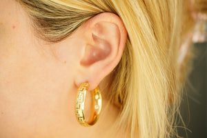 14k Greek Design Hoops