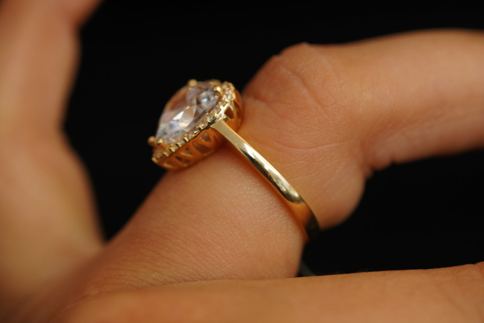 14k Heart Crystal Engagement Ring