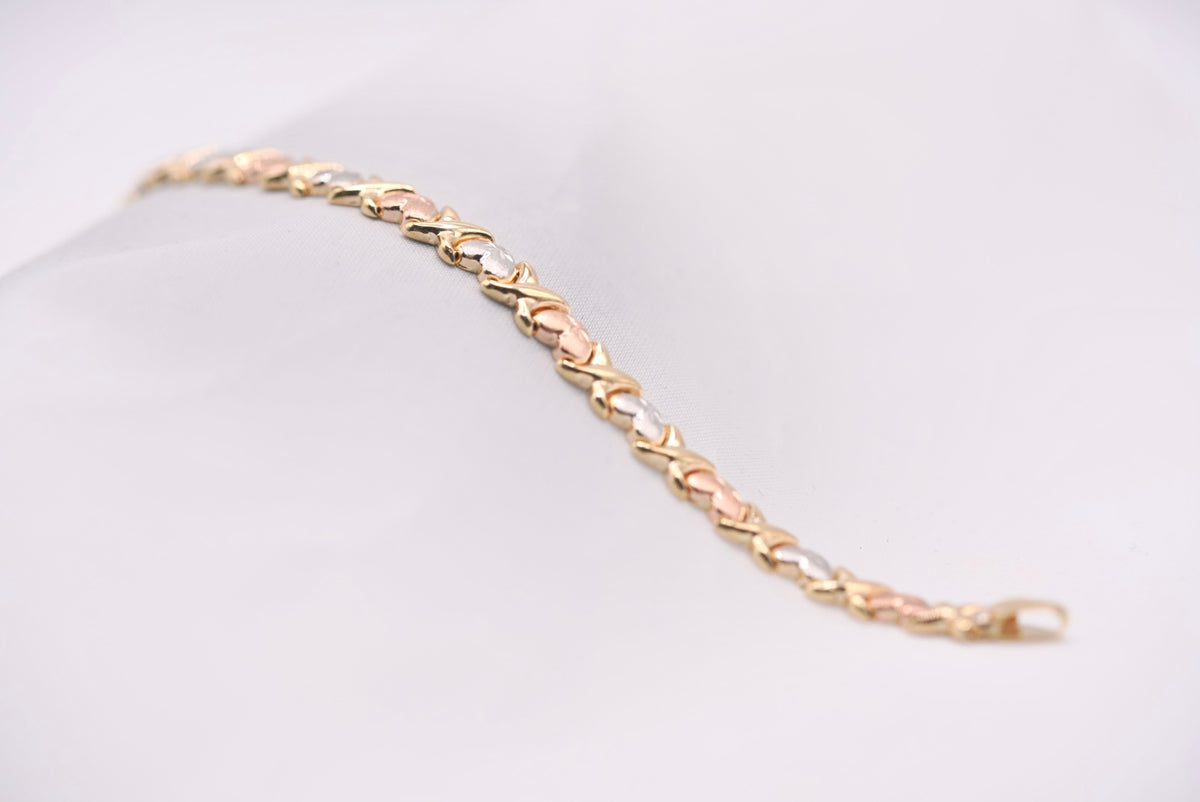 14k Tri Color Bracelet - Lovely Piece