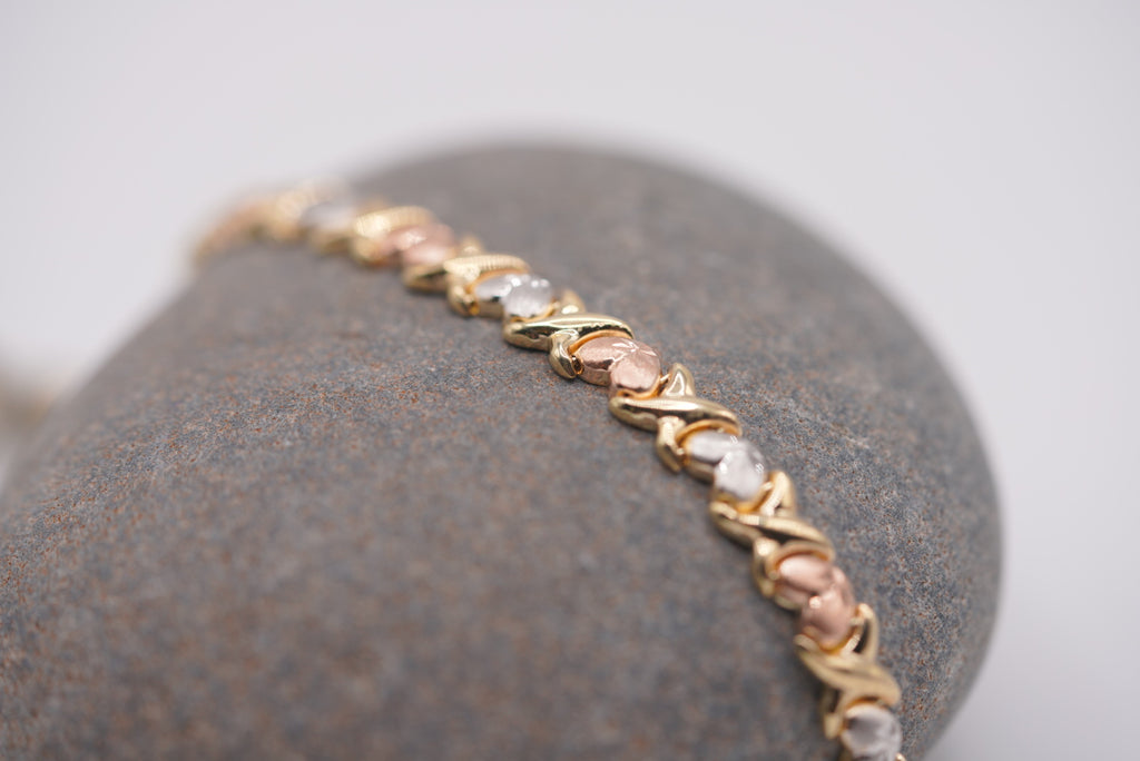 14k Tri Color Bracelet - Lovely Piece