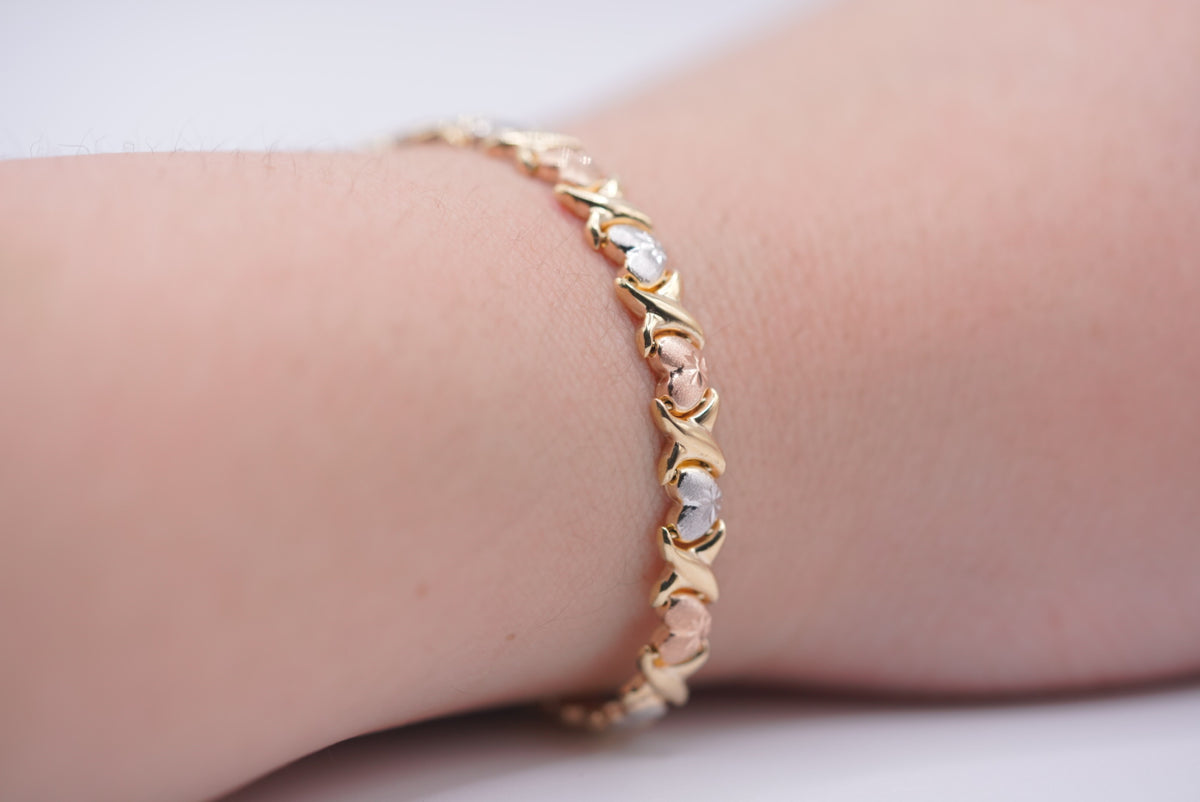 14k Tri Color Bracelet - Lovely Piece