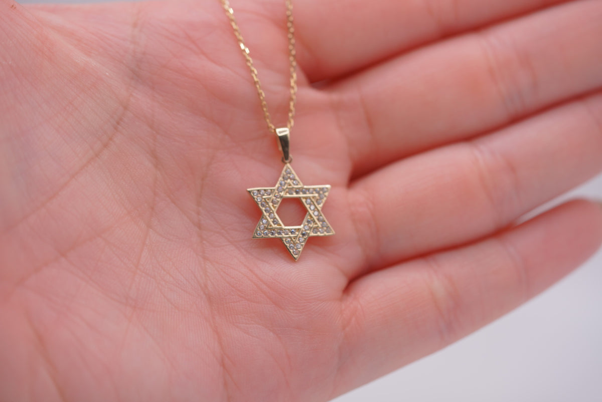 14k Necklace - Shiny Star of David