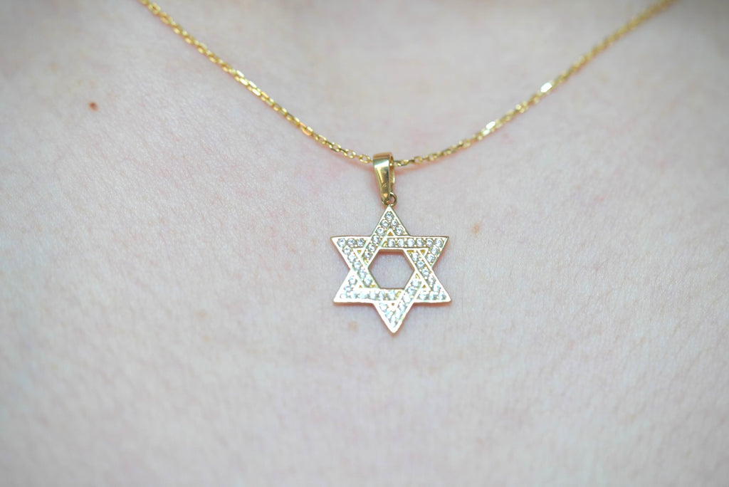 14k Necklace - Shiny Star of David