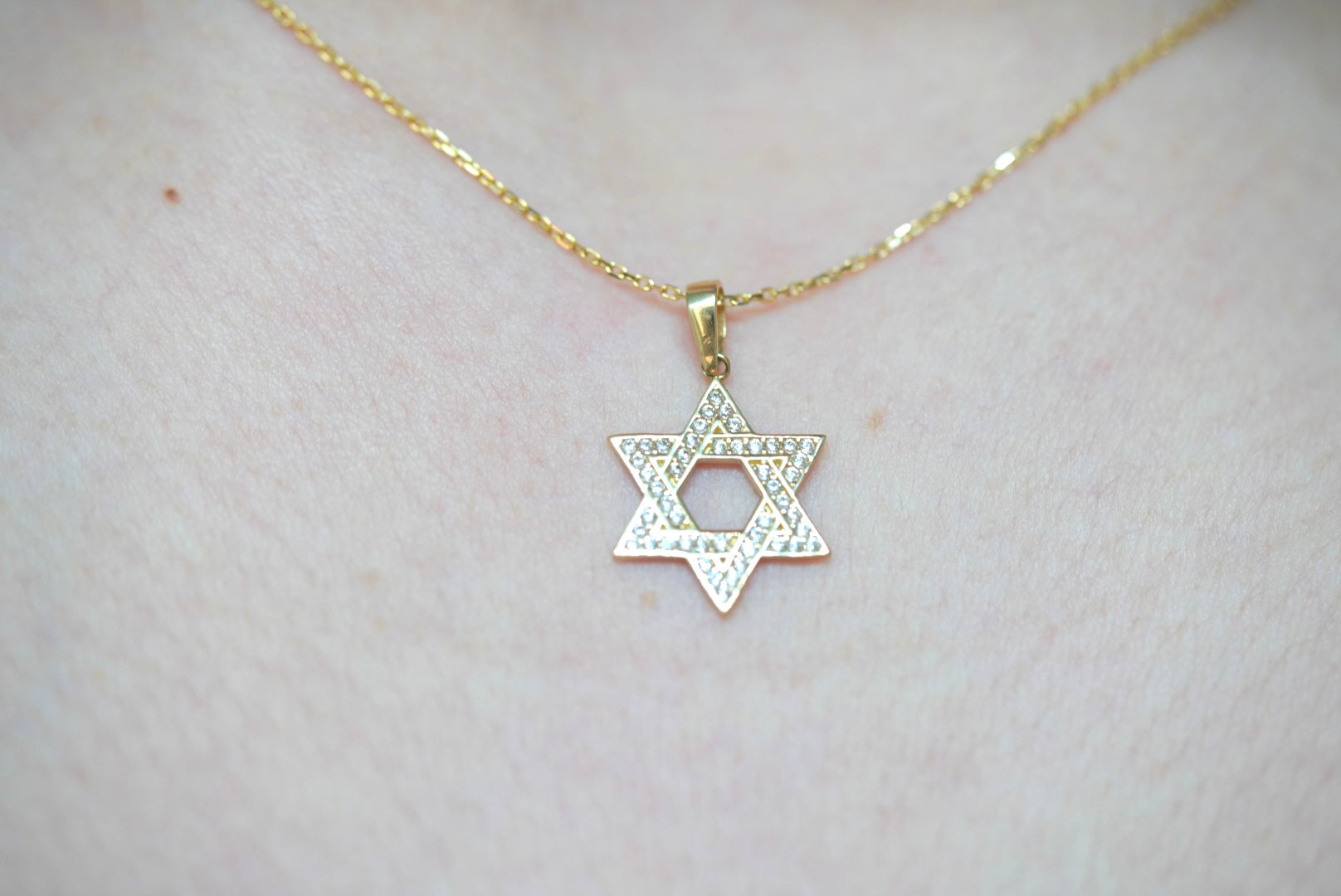 14k Necklace - Shiny Star of David