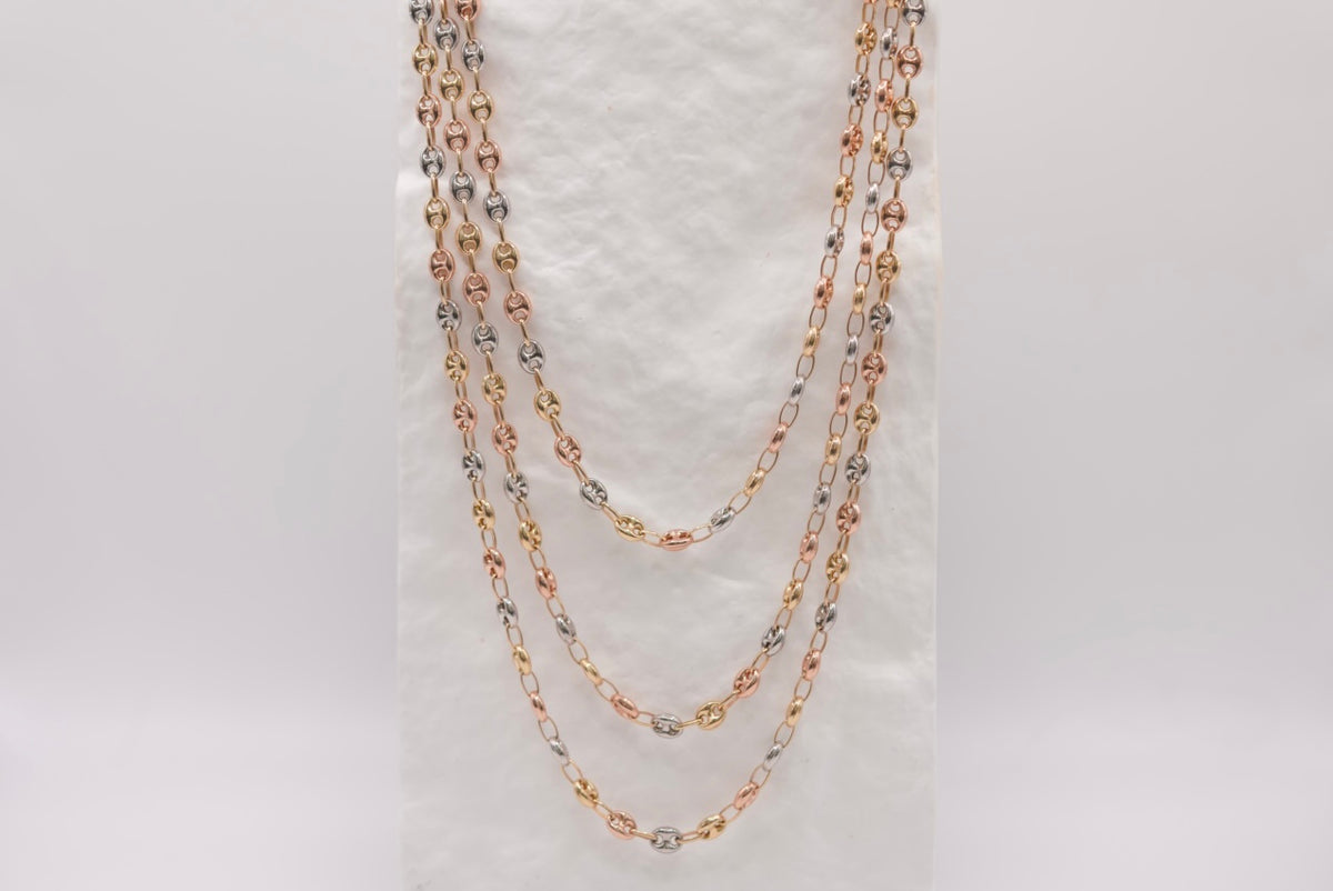 14k Tri Color Mariner Chain - Modern Beauty