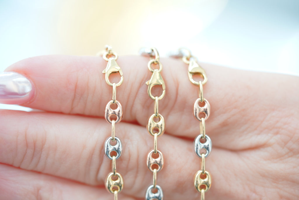14k Tri Color Mariner Chain - Modern Beauty