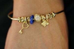 14k Key and Butterfly Charms Bracelet