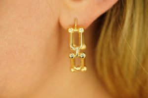 14k Rectangle Dots Hoops