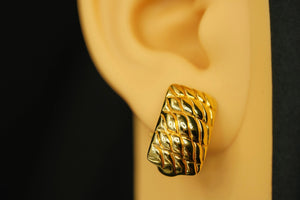 14k Rectangular Textured Clip Earrings