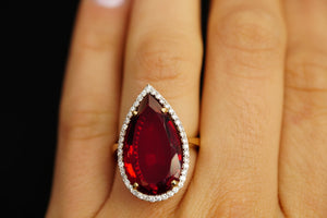 14k Red Drop Crystal Ring