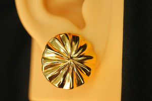 14k Lined Circle Clip Earrings