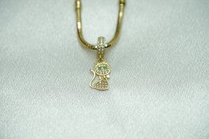 14k Crystals Cat Charm