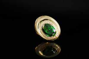 14k Green Crystal Oval Ring