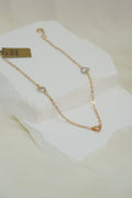 14k Anklet - White & Yellow Hearts
