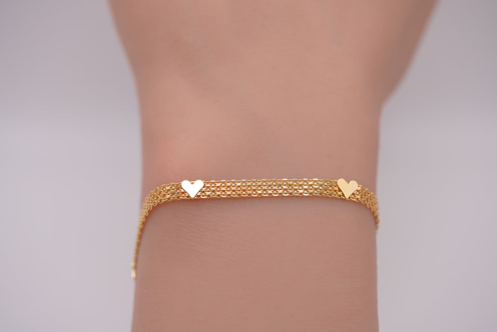 10k Chino Bracelet - Little Hearts