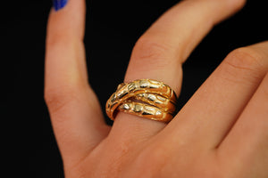 14k Triple Line Stripe Ring