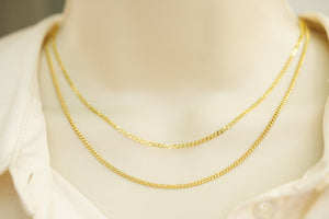 14k 2pcs Set Cuban Link & Curb Chain