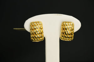 14k Rectangular Textured Clip Earrings