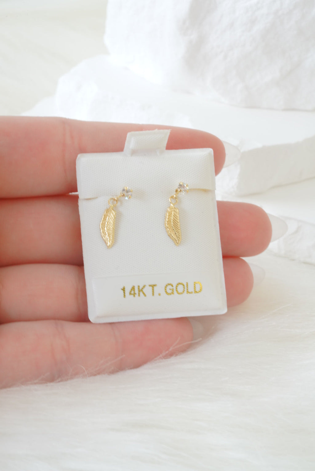 14k Baby Earrings - Feathers