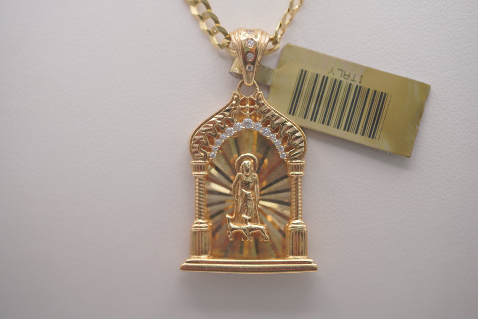 14k D Cut Chain with Pendant - Faith & Peace