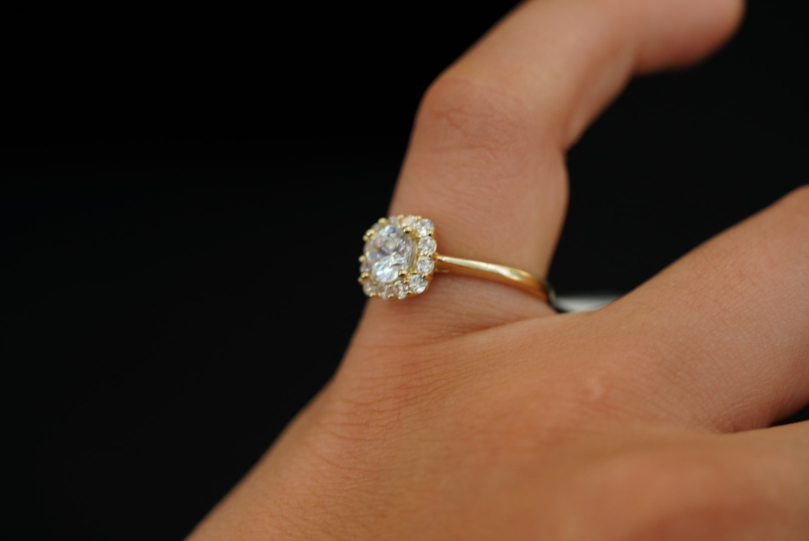 10k Squared Crystal Engagement Ring