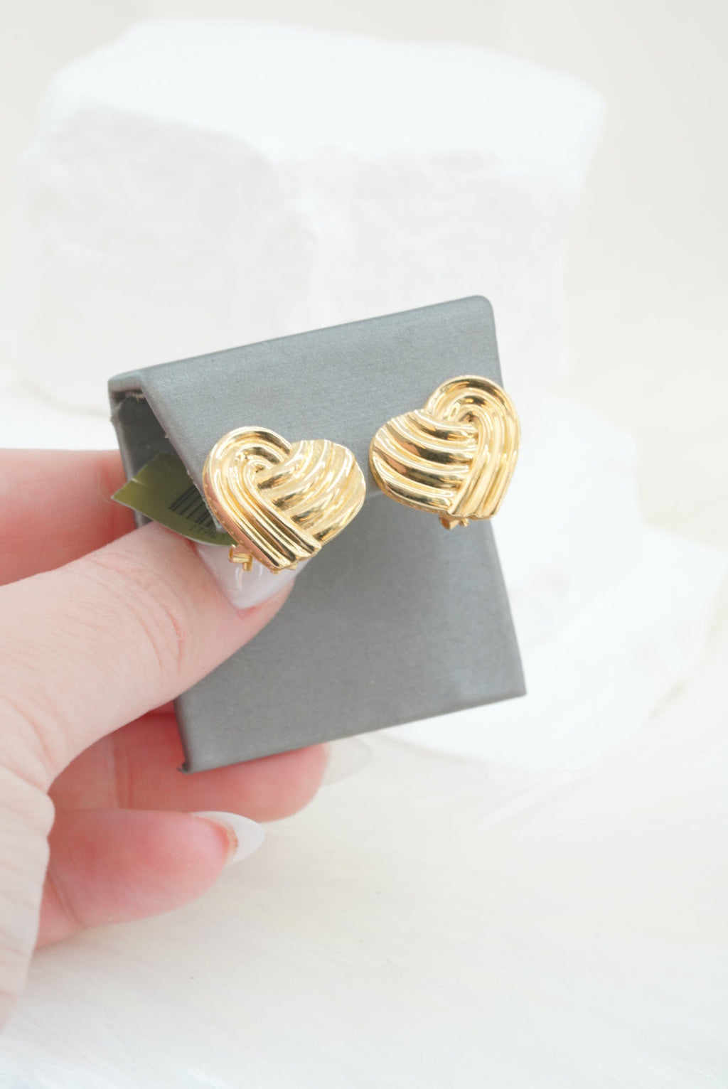 14k Earrings - Lined Hearts