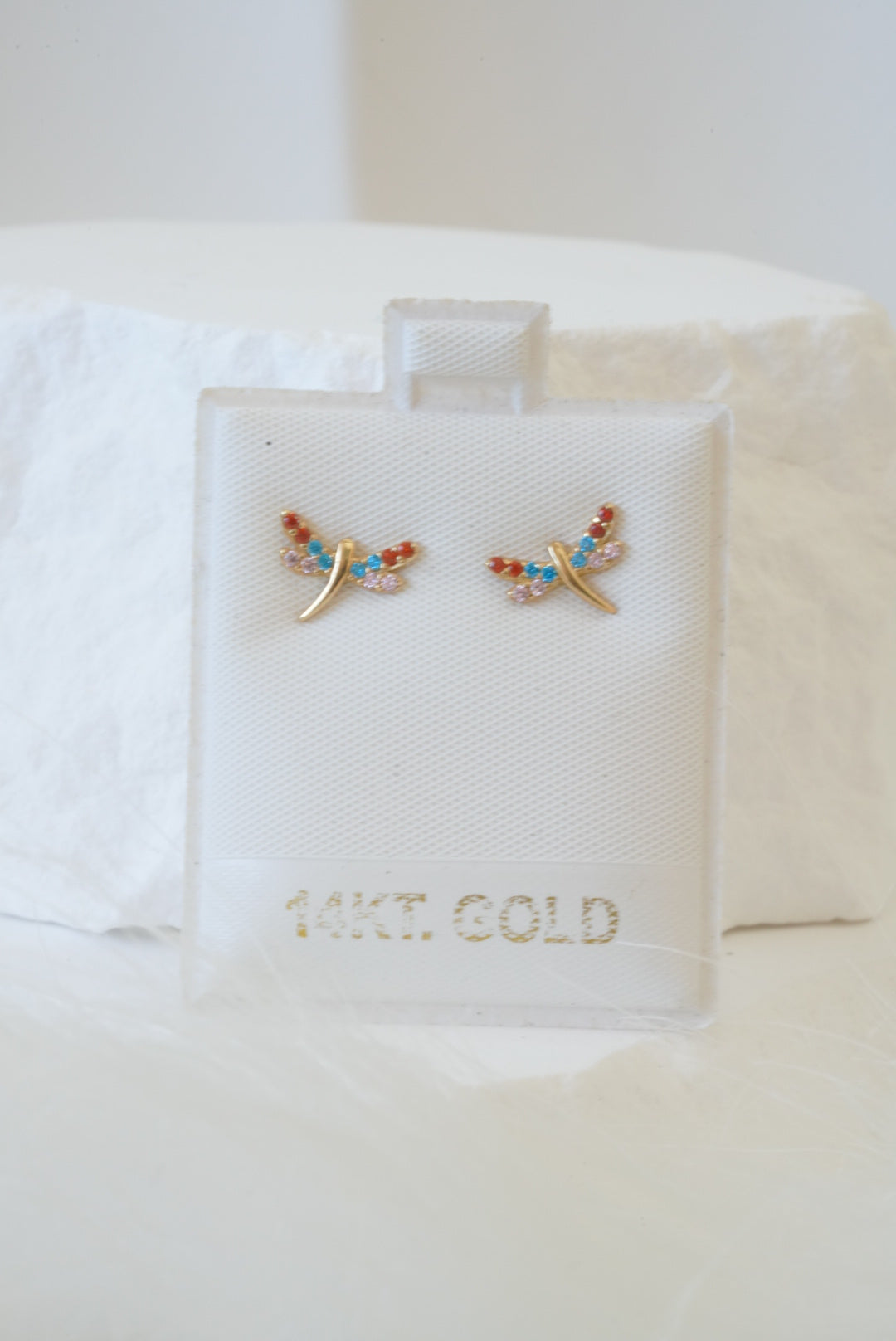 14k Earrings - Colorful Dragonfly