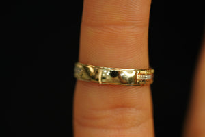 14k Two Gold Rectangle Design Band Ring