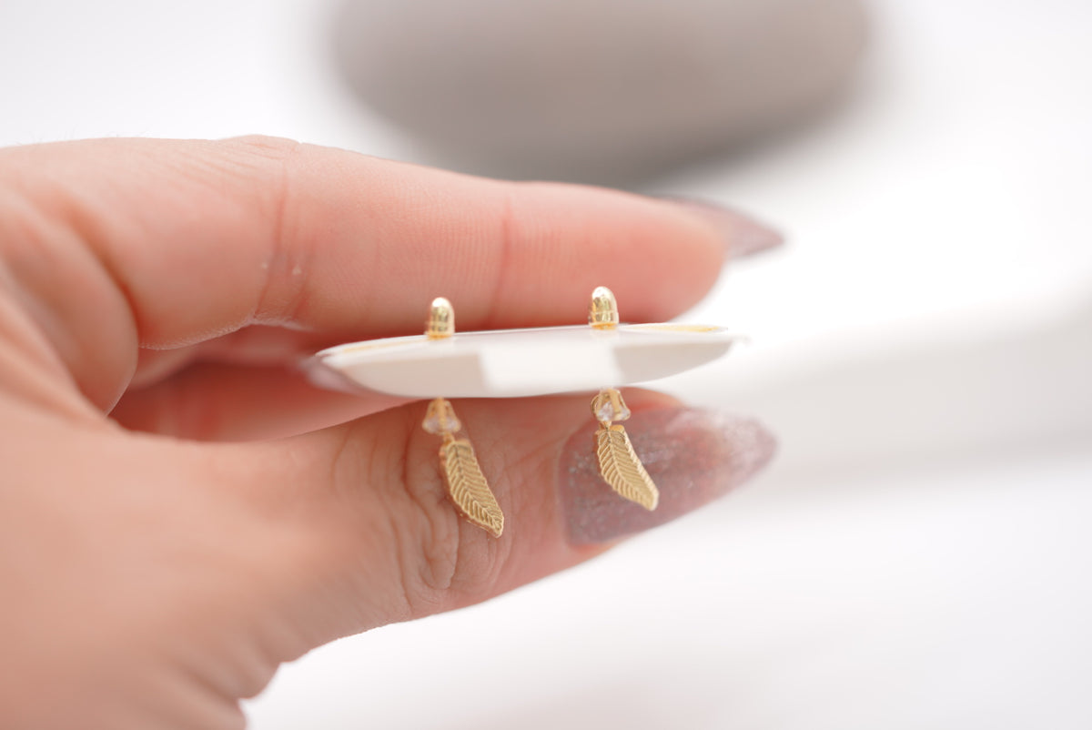 14k Earrings - Delicate Feather