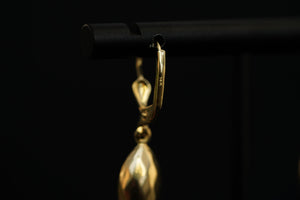 14k Oval Pendant Ball Earrings
