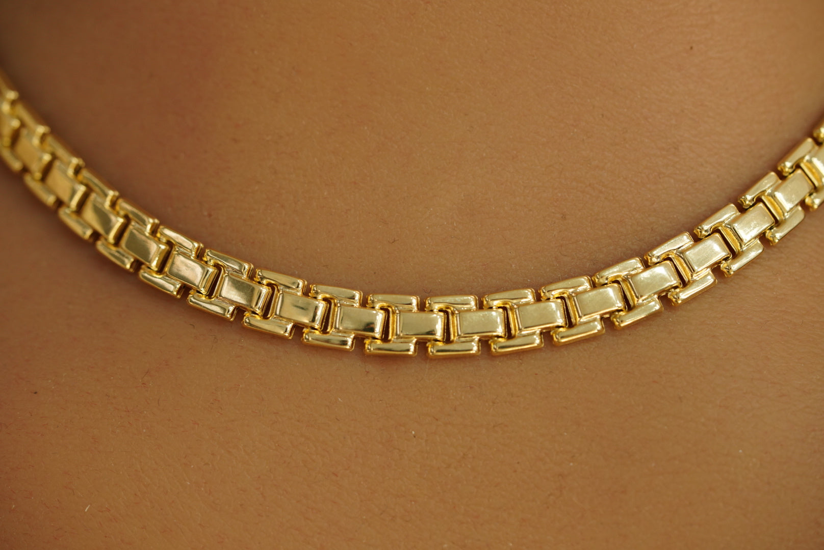 14k Flat Abstract Rectangles Necklace