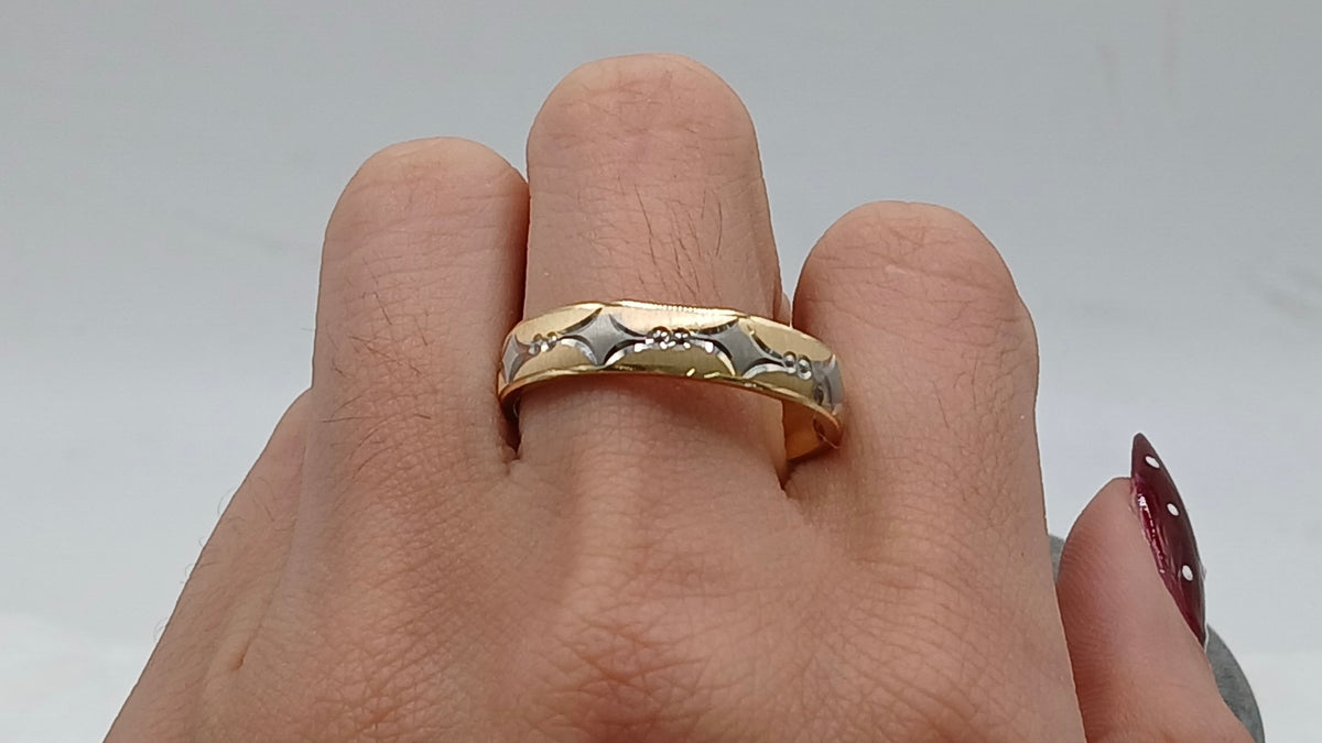 14k Alliance Ring - White & Yellow