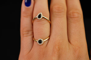 14k Black Double Crystal Ring