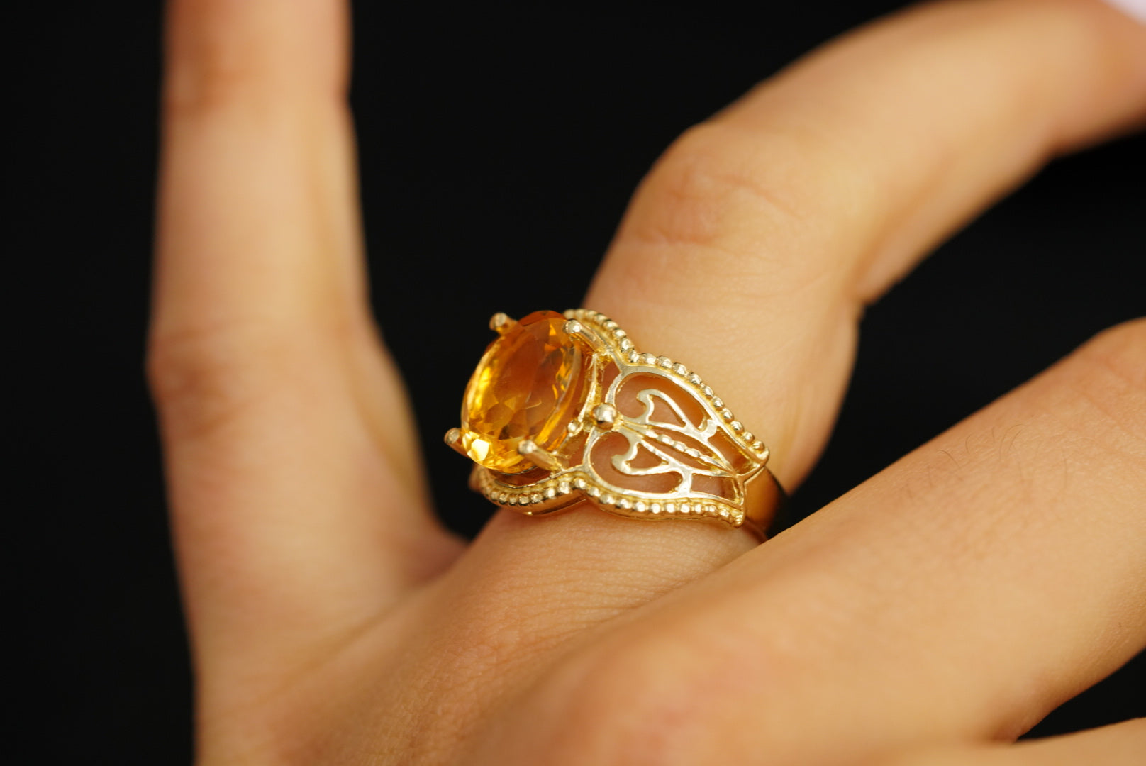 14k Yellow Crystal Ring