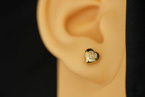 10k Crystal Heart Stud Earrings