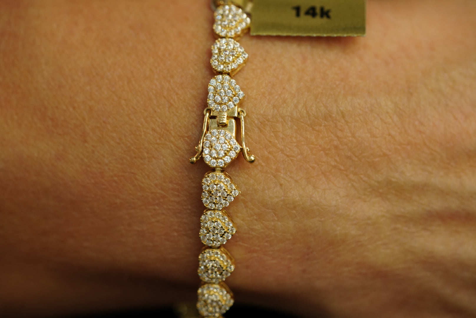 14k Crystal Hearts Bracelet