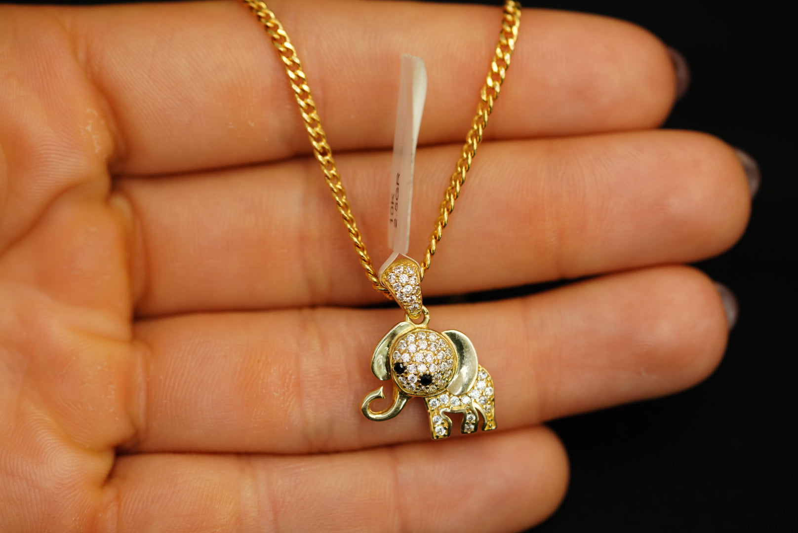 10k Crystal Elephant Pendant New