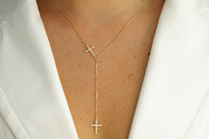 14k Cross Necklace and FREE Earring