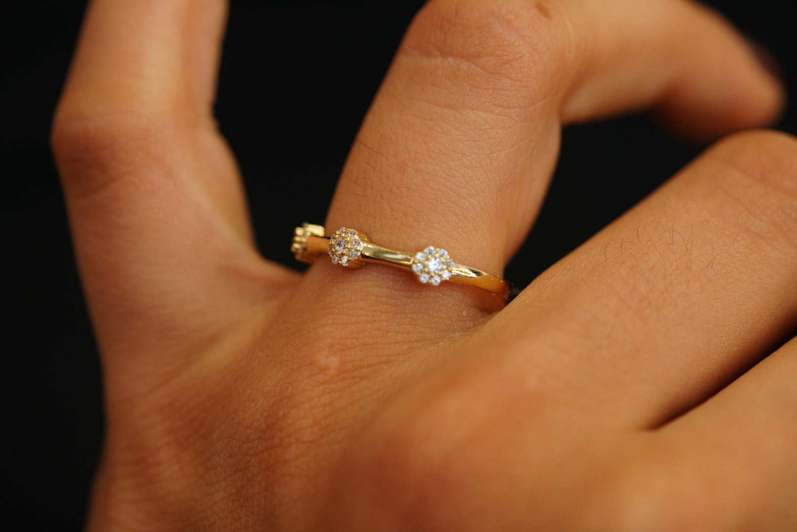 14k Crystal Flowers Ring