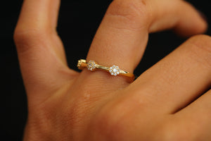 14k Crystal Flowers Ring