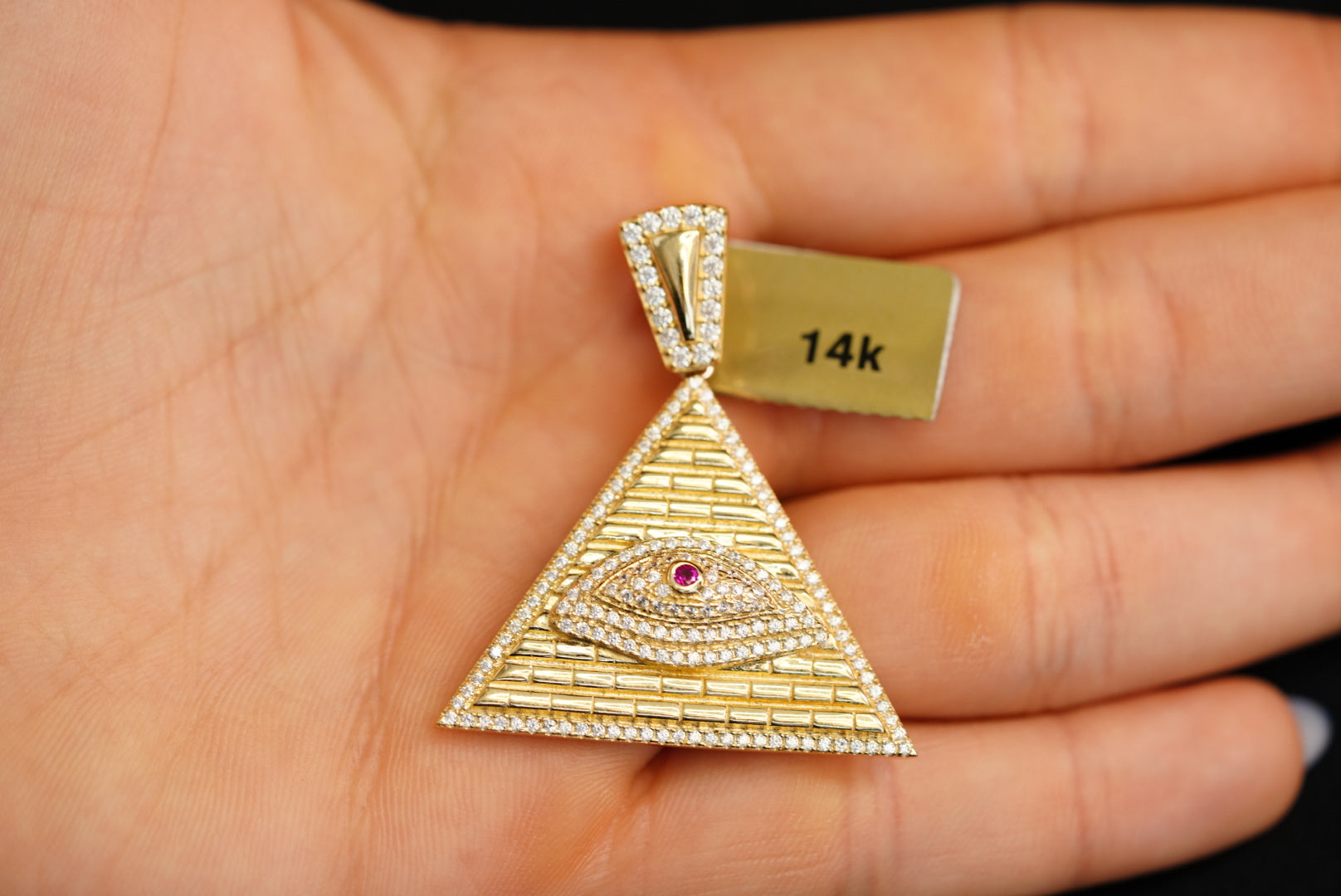 14k Triangle with Eye Pendant