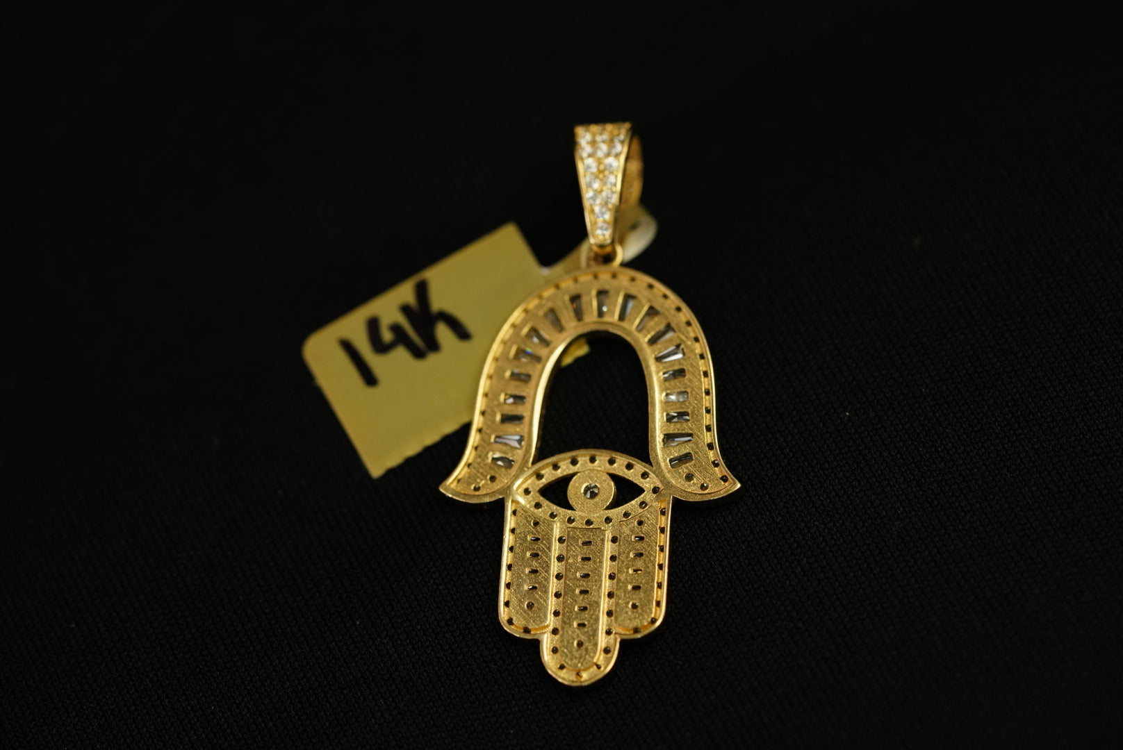 14k Hamsa Hand with Crystals