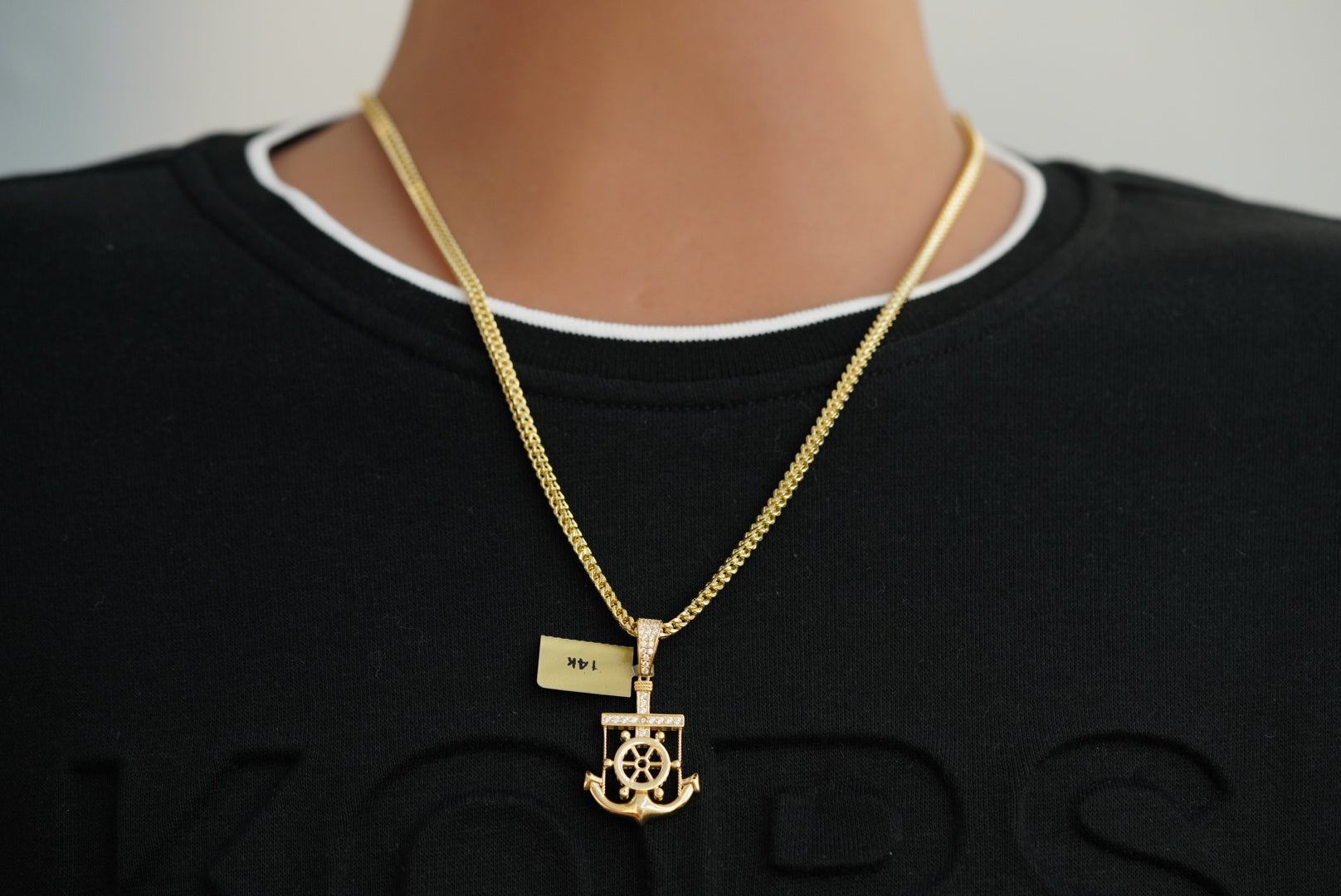 14k Anchor Pendant with Franco Chain