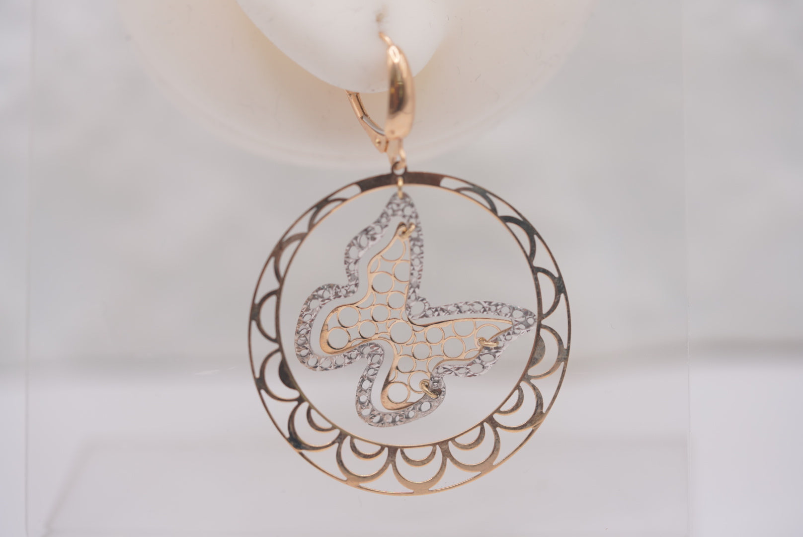 14k Hoop Earrings - Big Butterfly